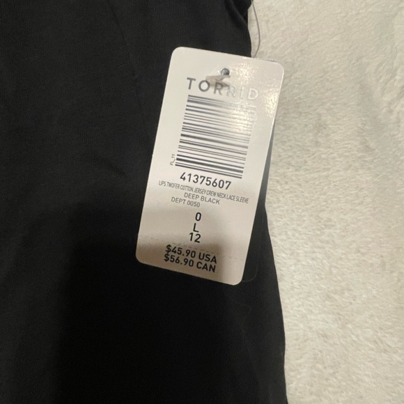 Torrid Black Tee with Lace Sleeves - Picture 6 of 11